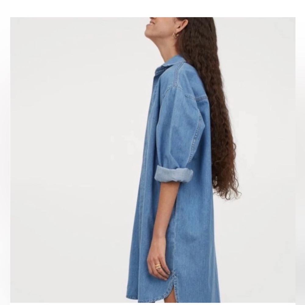 H&M Blue Long Sleeve Denim Dress